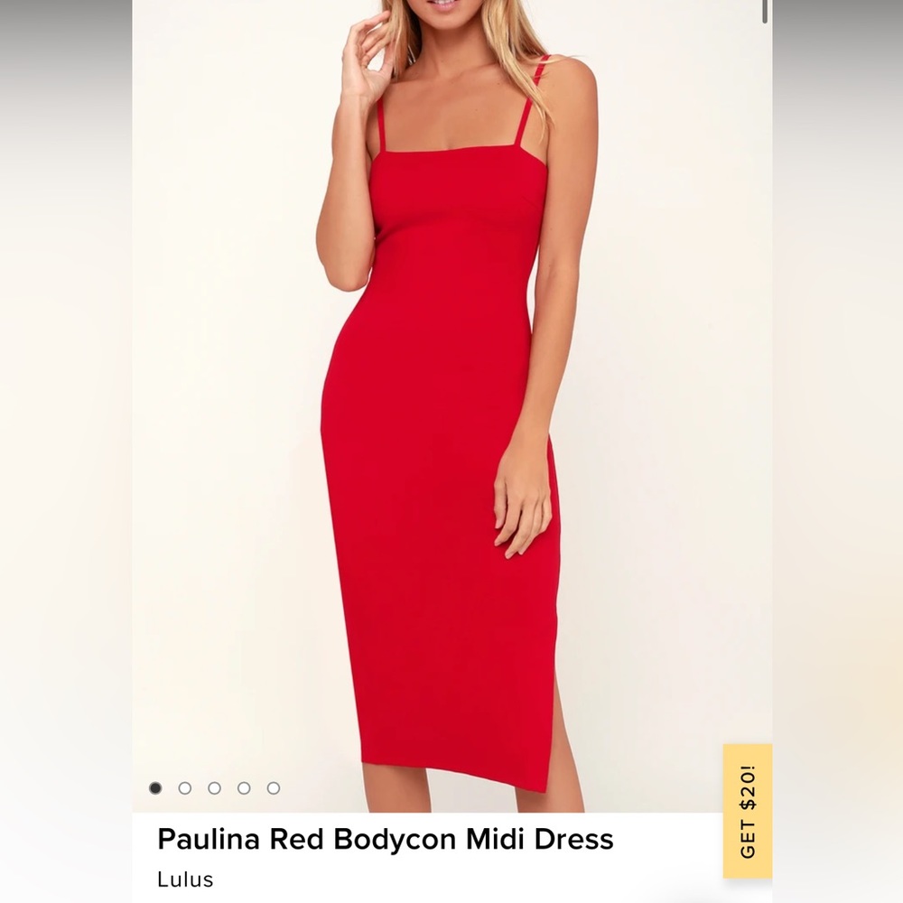 Lulu’s Paulina Red Bodycon Midi Dress size XS